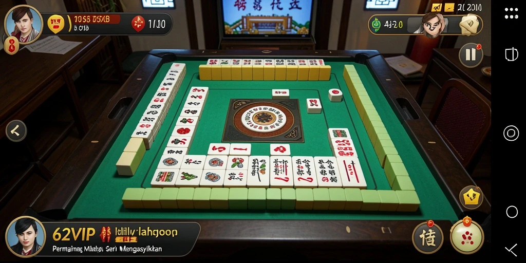Tampilan gameplay menegangkan di 62VIP Mahjong.