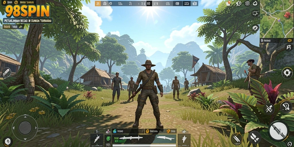 Gameplay 98SPIN menampilkan petualangan seru di dunia terbuka.