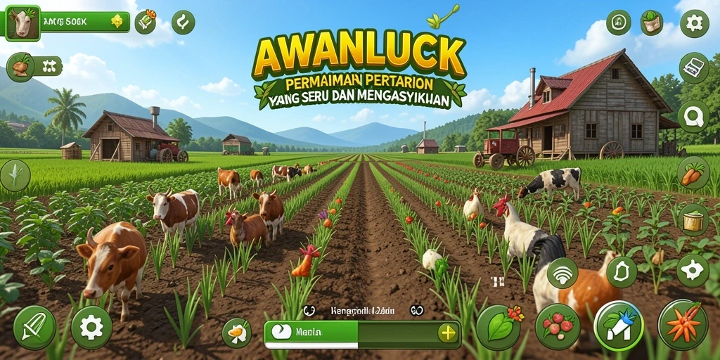 Tampilan gameplay mengasyikkan dari AWANLUCK dengan elemen pertanian interaktif.