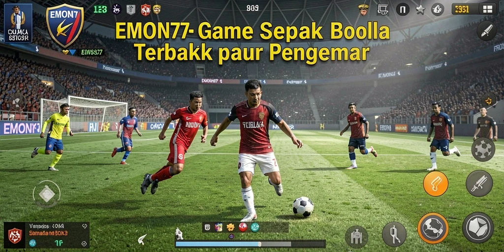 Tampilan gameplay EMON77 yang mendebarkan di lapangan sepak bola.