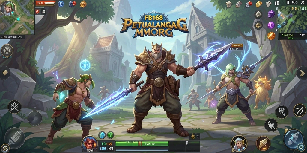 Screenshot gameplay FB168 yang menampilkan pertarungan epik dalam MMORPG.