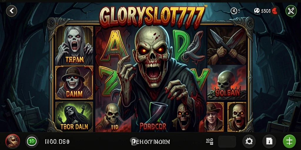 Tampilan gameplay <strong>GLORYSLOT777</strong> yang menyeramkan dan mendebarkan.