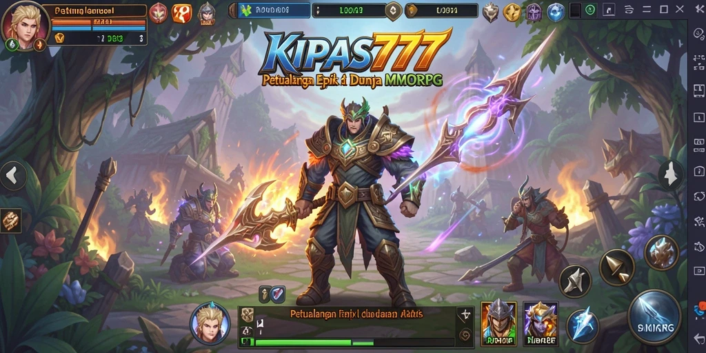 Tangkapan layar gameplay KIPAS777 menampilkan pertempuran epik dan eksplorasi dunia fantasi.