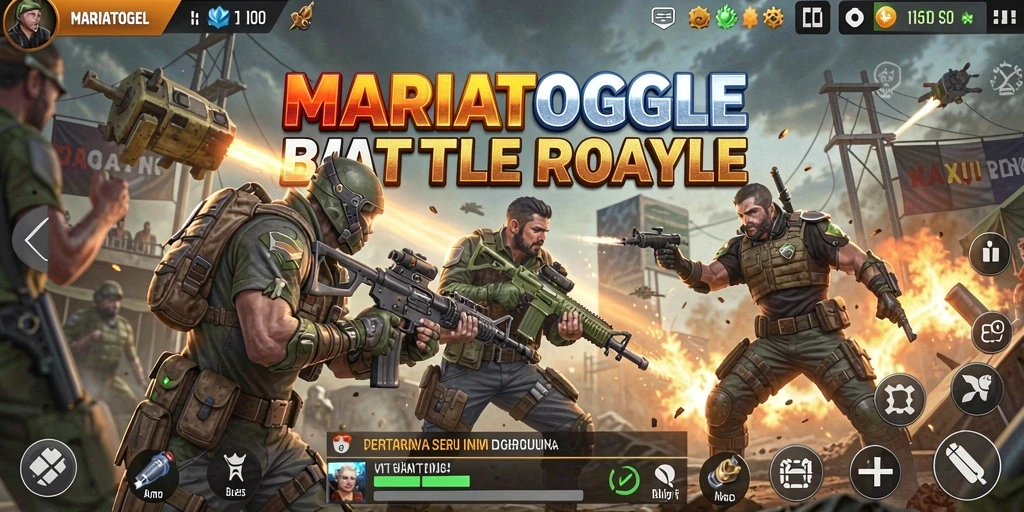 Screenshot MARIATOGEL yang menampilkan serunya pertempuran Battle Royale.