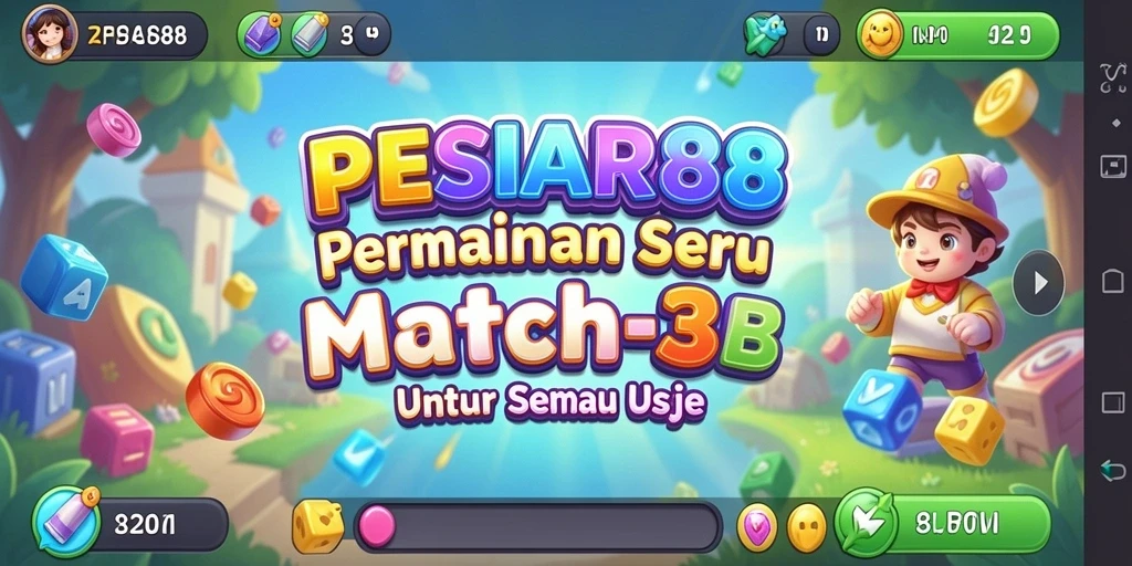 Screenshot gameplay PESIAR88 yang menunjukkan tantangan Match-3 yang menyenangkan.