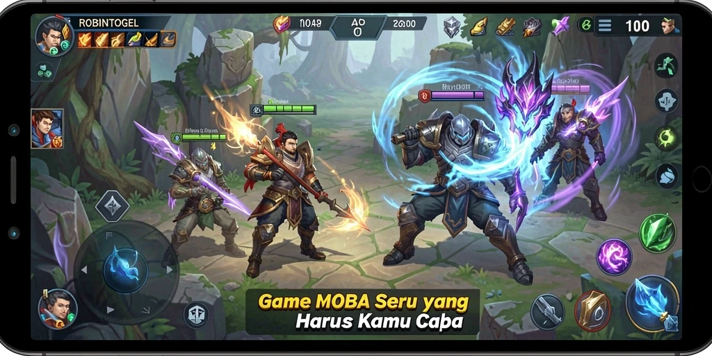 Tampilan gameplay seru dari ROBINTOGEL saat pertarungan tim berlangsung.