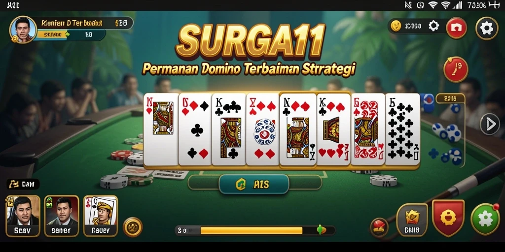 Tangkapan layar dari gameplay SURGA11 yang menampilkan suasana kompetitif domino.