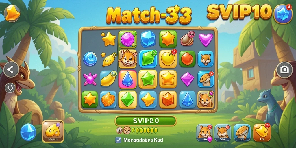 Tangkapan layar SVIP10 menampilkan gameplay seru Match-3 yang menantang.